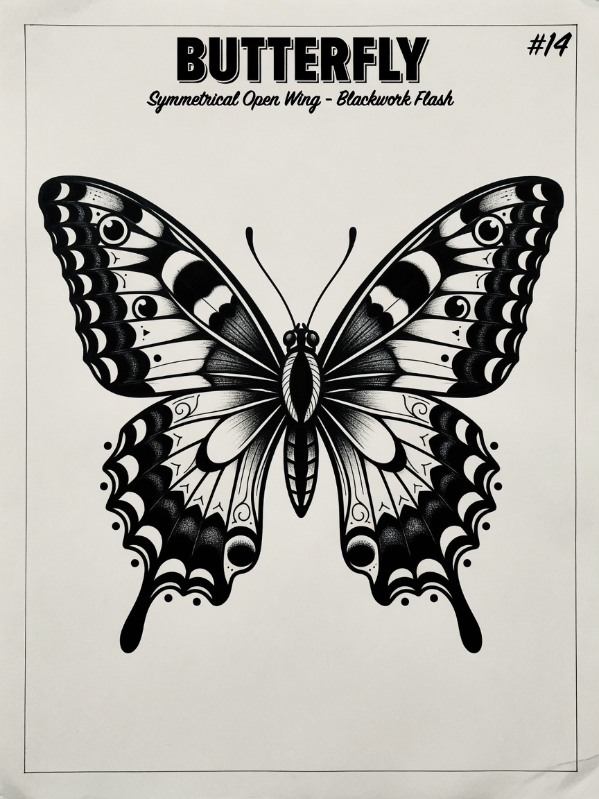 Butterfly — American Traditional Tattoo — American Traditional butterfly tattoo design