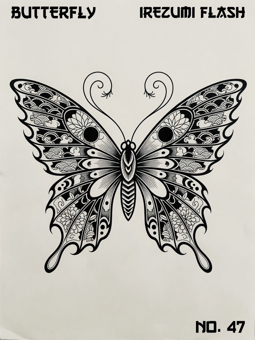 Butterfly — Japanese Linework Tattoo — Japanese Linework butterfly tattoo design