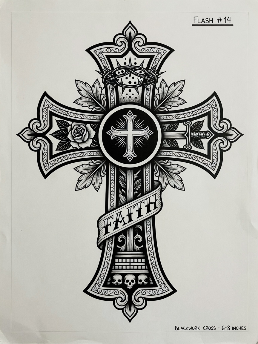 Cross — Blackwork Tattoo — Blackwork cross tattoo design