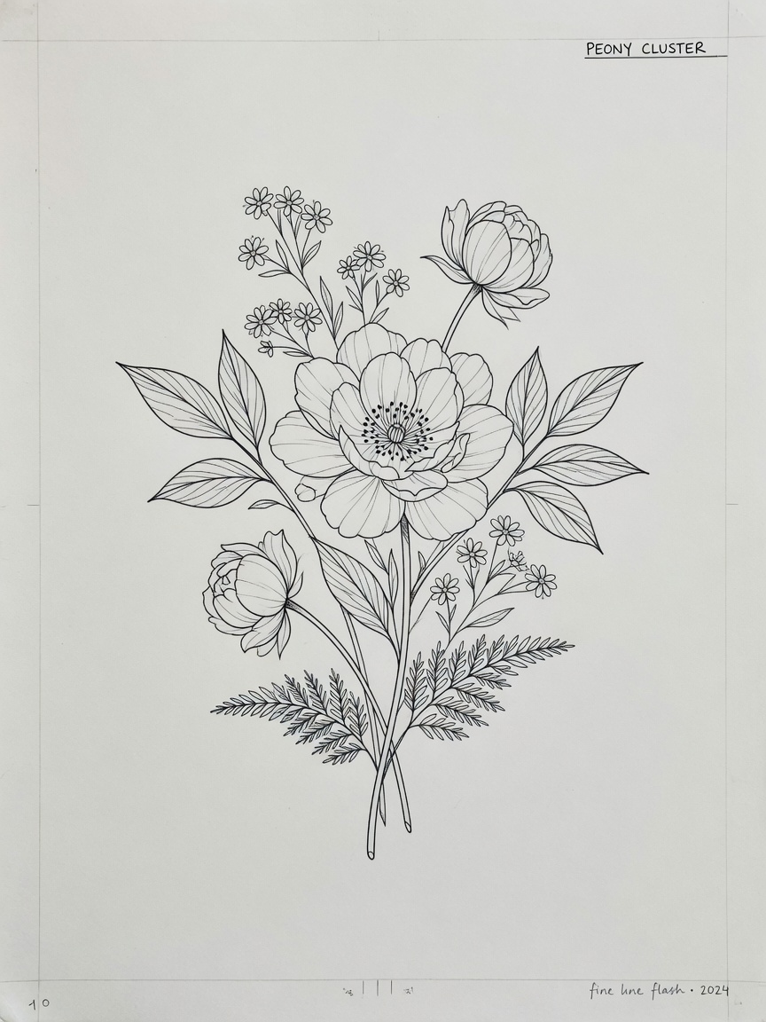 Flower — Fine Line Tattoo — Fine Line flower tattoo design