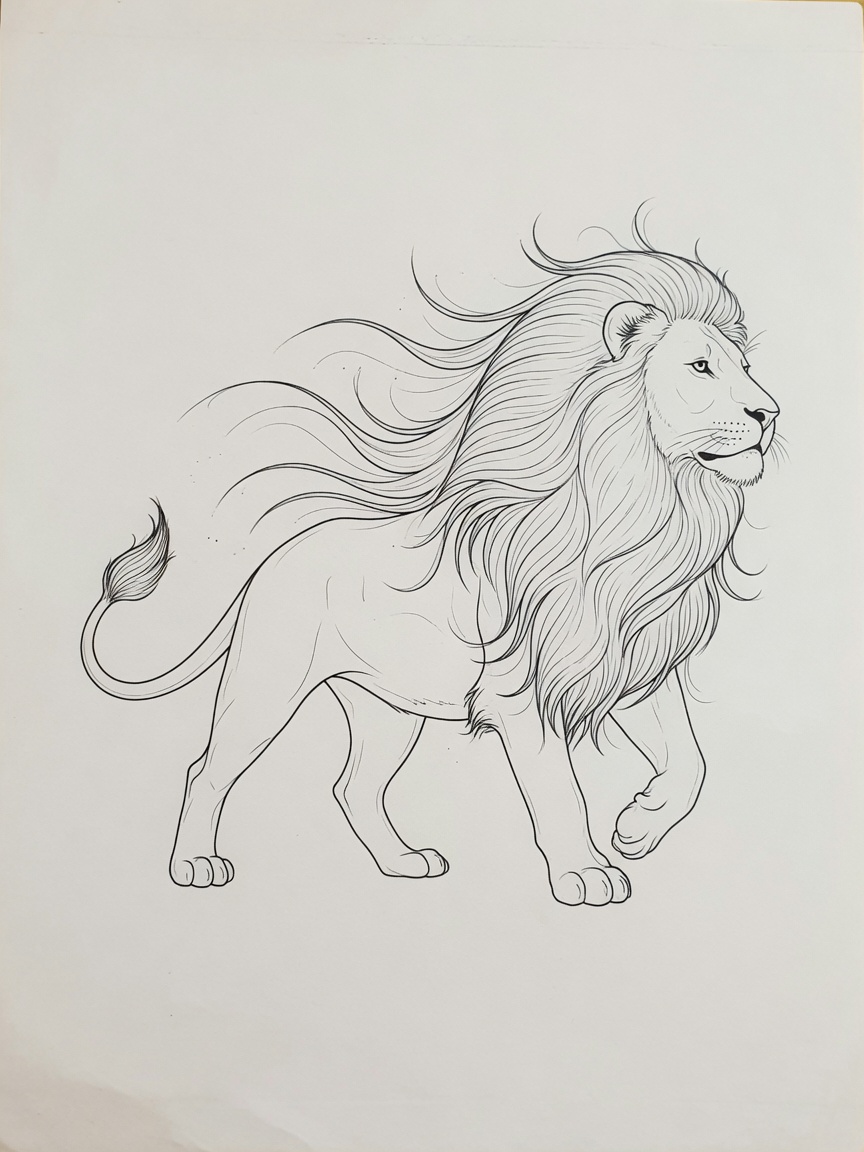 Lion — Fine Line Tattoo — Fine Line lion tattoo design