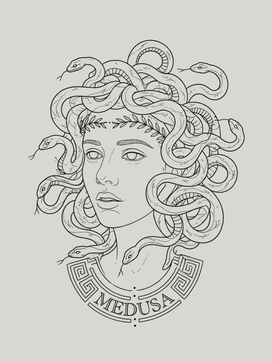Medusa — Fine Line Tattoo — Fine Line medusa tattoo design
