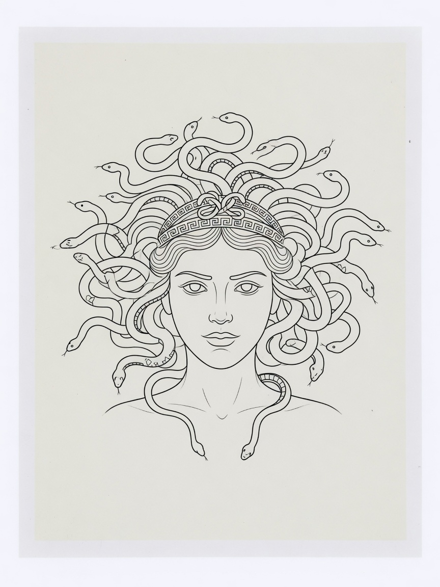 Medusa — Fine Line Tattoo — Fine Line medusa tattoo design
