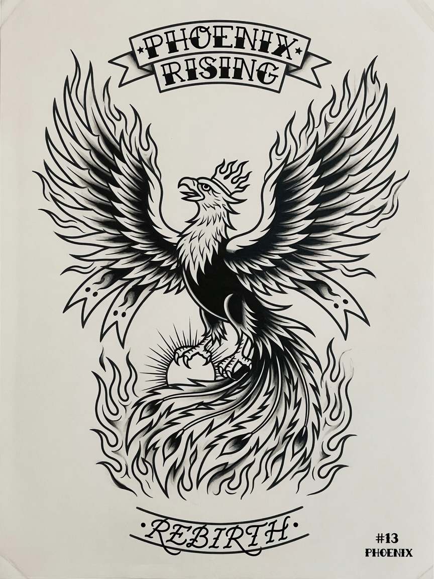 Phoenix — American Traditional Tattoo — American Traditional phoenix tattoo design