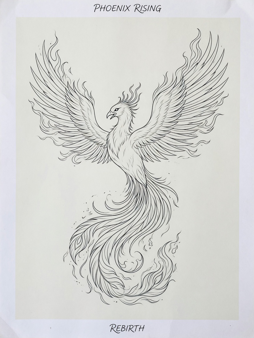 Phoenix — Fine Line Tattoo — Fine Line phoenix tattoo design