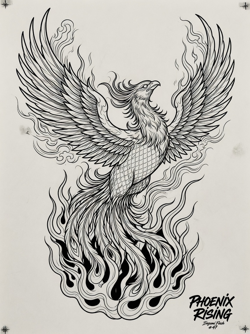 Phoenix — Japanese Linework Tattoo — Japanese Linework phoenix tattoo design