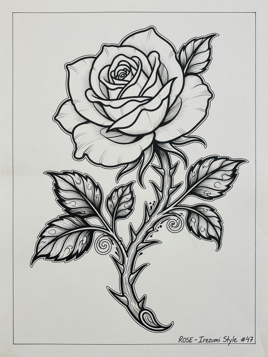 Rose — Japanese Linework Tattoo — Japanese Linework rose tattoo design