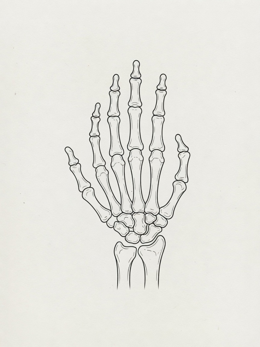 Skeleton Hand — Fine Line Tattoo — Fine Line skeleton-hand tattoo design