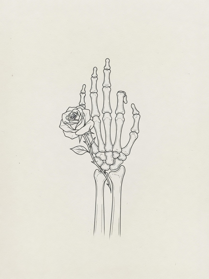 Skeleton Hand — Fine Line Tattoo — Fine Line skeleton-hand tattoo design
