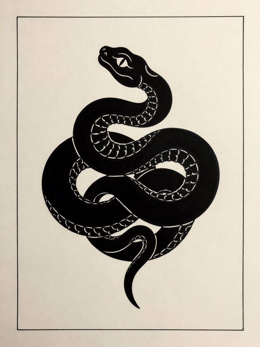 Snake — Blackwork Tattoo — Blackwork snake tattoo design