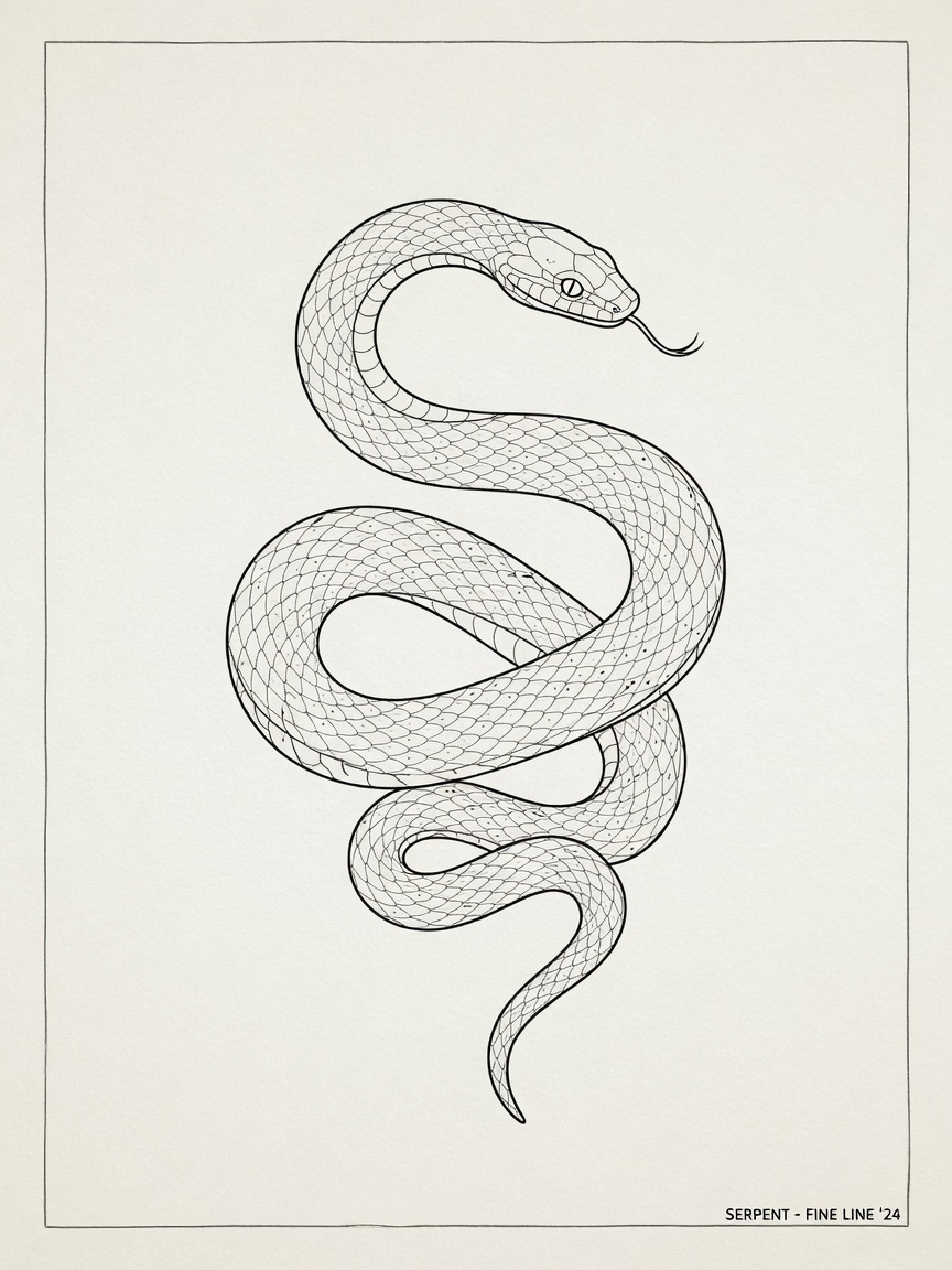 Snake — Fine Line Tattoo — Fine Line snake tattoo design