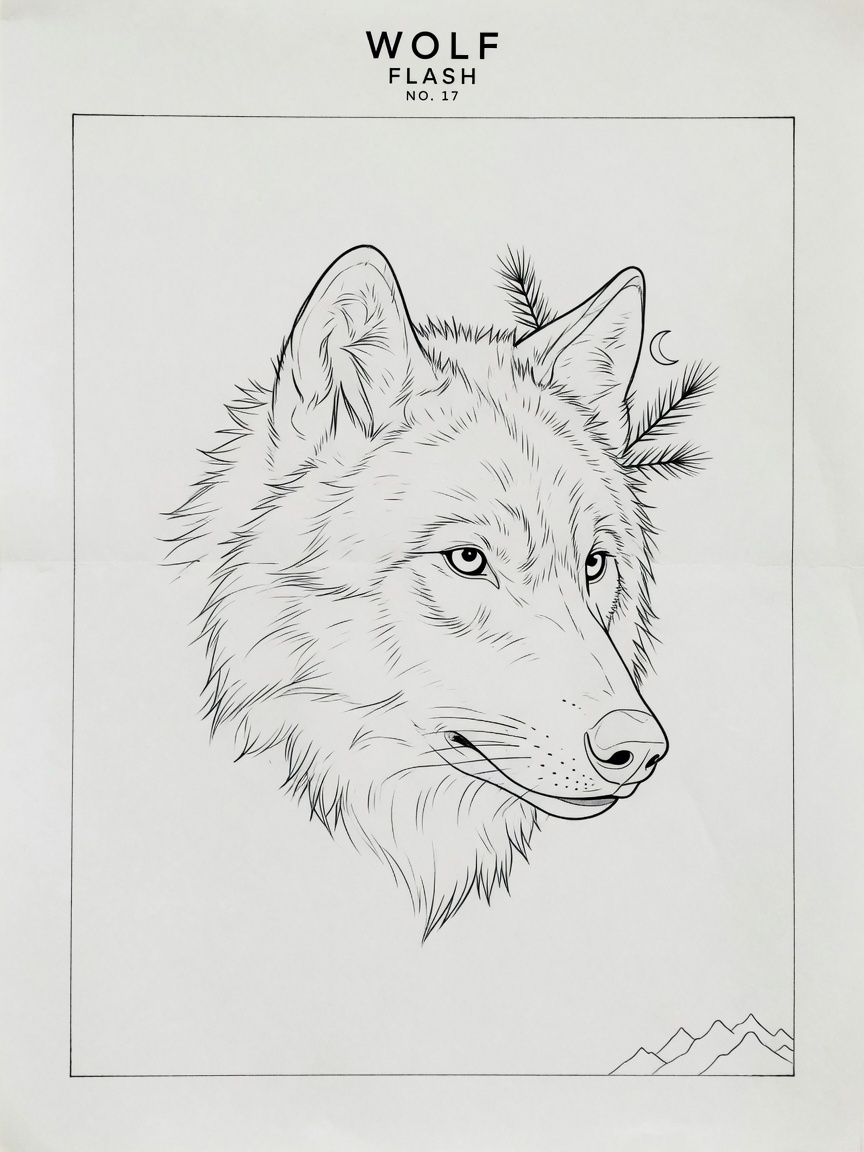 Wolf — Fine Line Tattoo — Fine Line wolf tattoo design