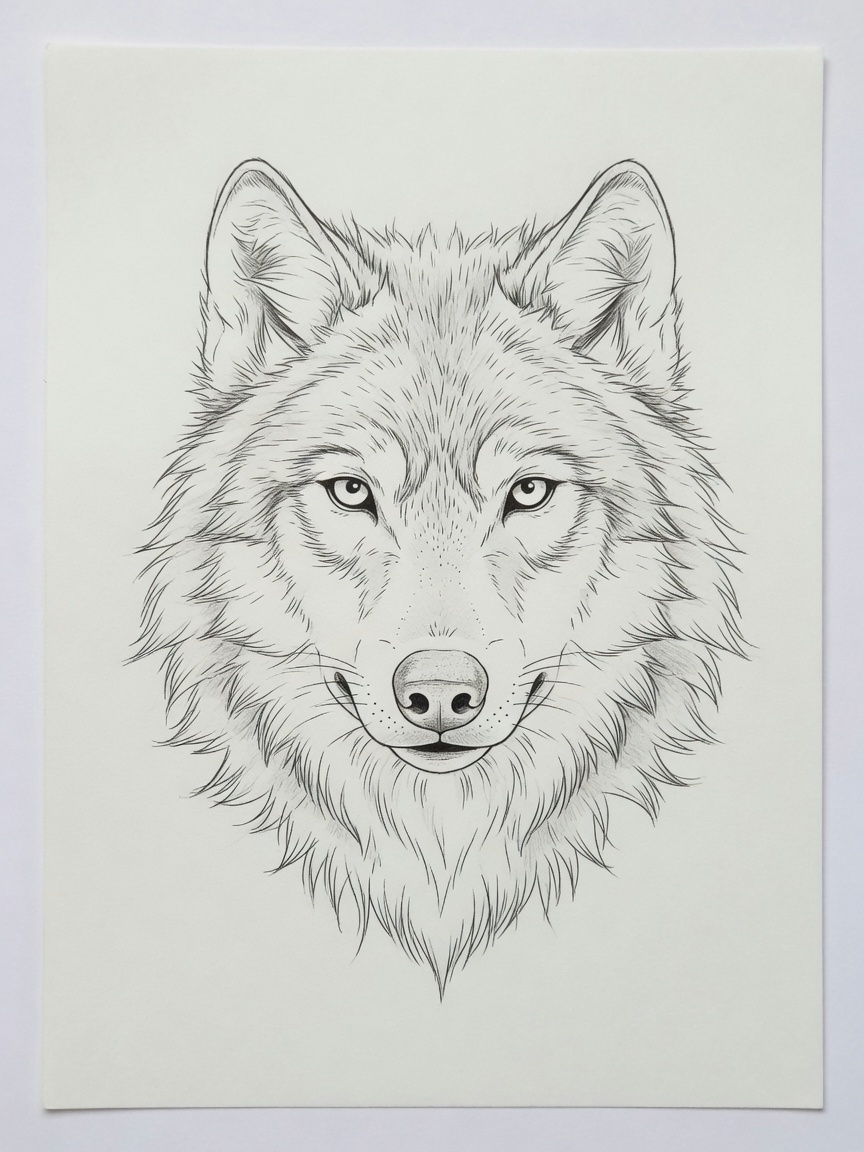 Wolf — Fine Line Tattoo — Fine Line wolf tattoo design