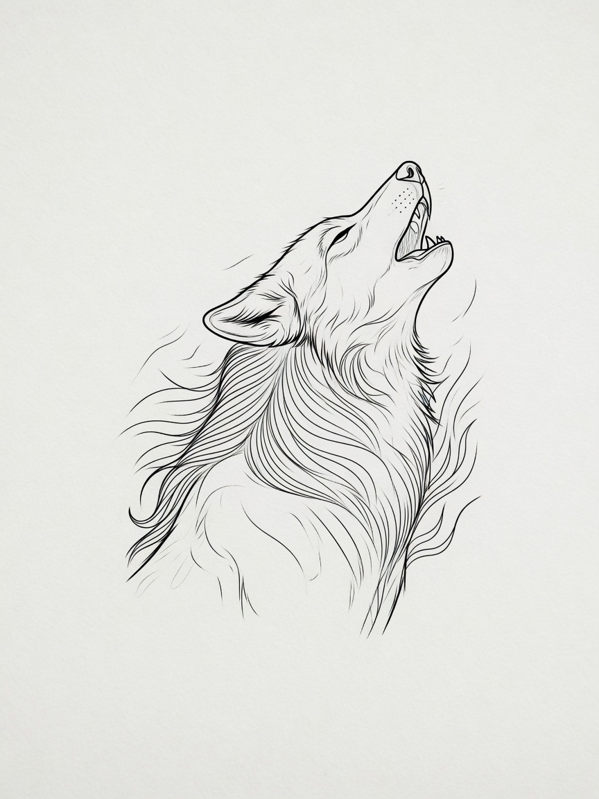 Wolf — Fine Line Tattoo — Fine Line wolf tattoo design