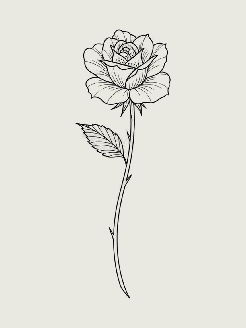 Rose — Fine Line Small Simple Tattoo — Fine Line rose tattoo design